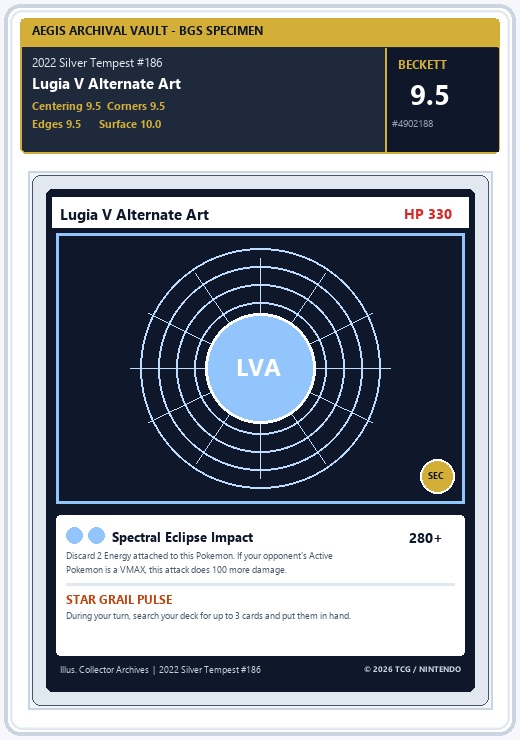 Pokemon 2022 Lugia V Alternate Art Secret #186/195